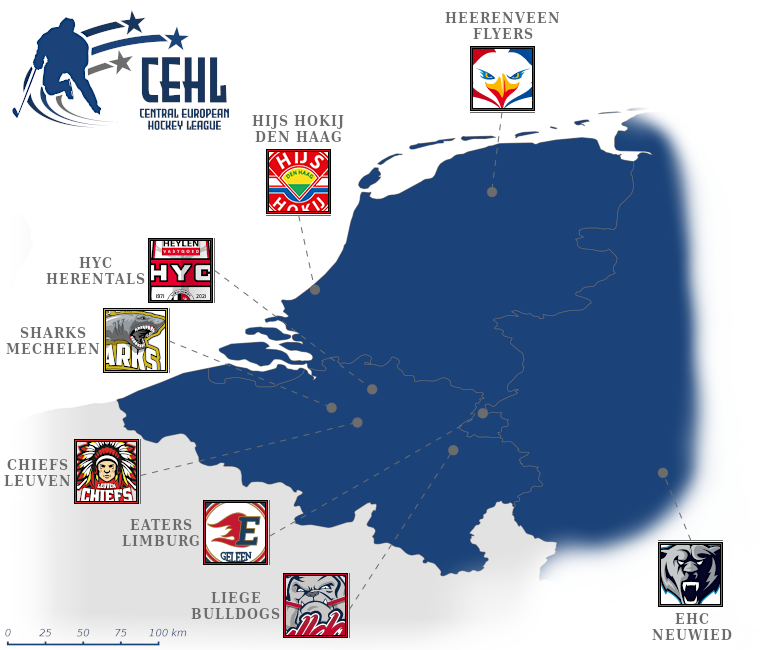 Central European Hockey League map