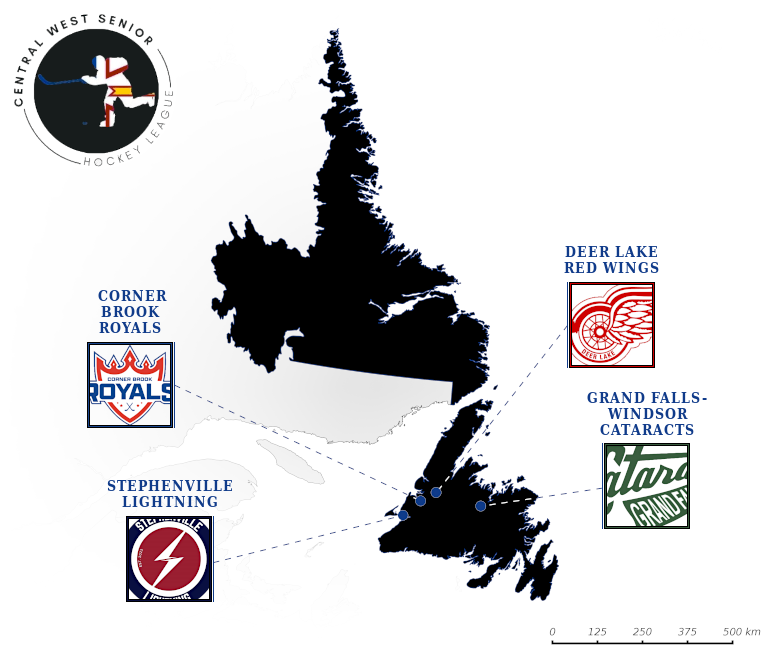 Central West Senior Hockey League map