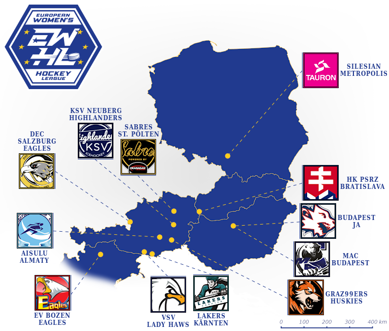 European Women's Hockey League map