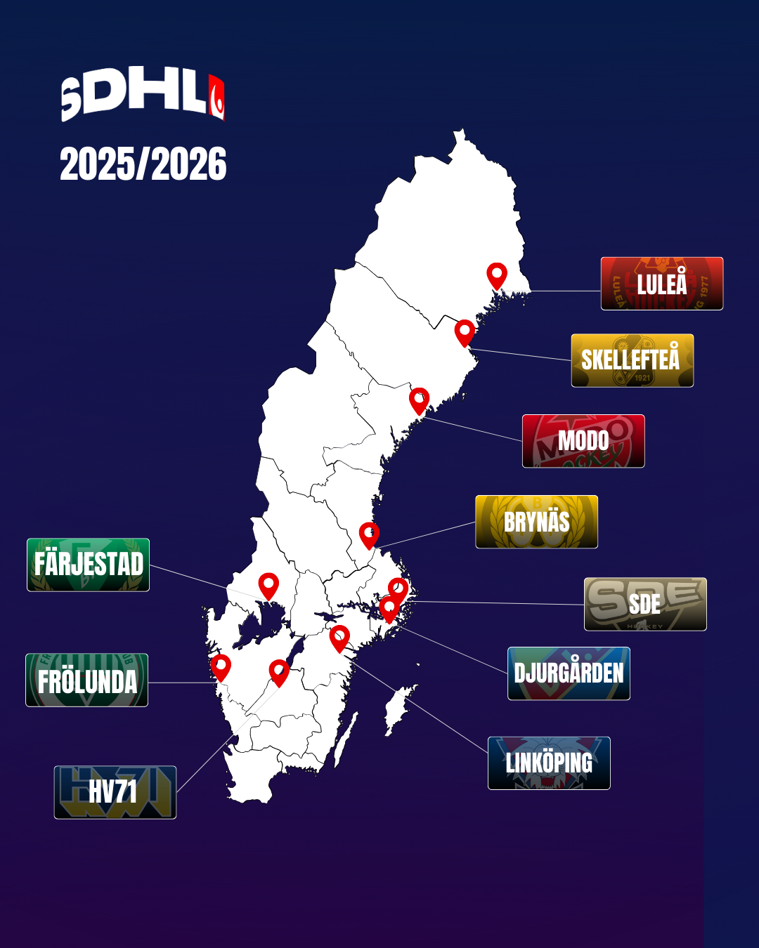 Svenska damhockeyligan map