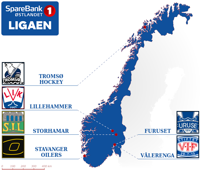 SpareBank 1 Østlandet-ligaen (W) map