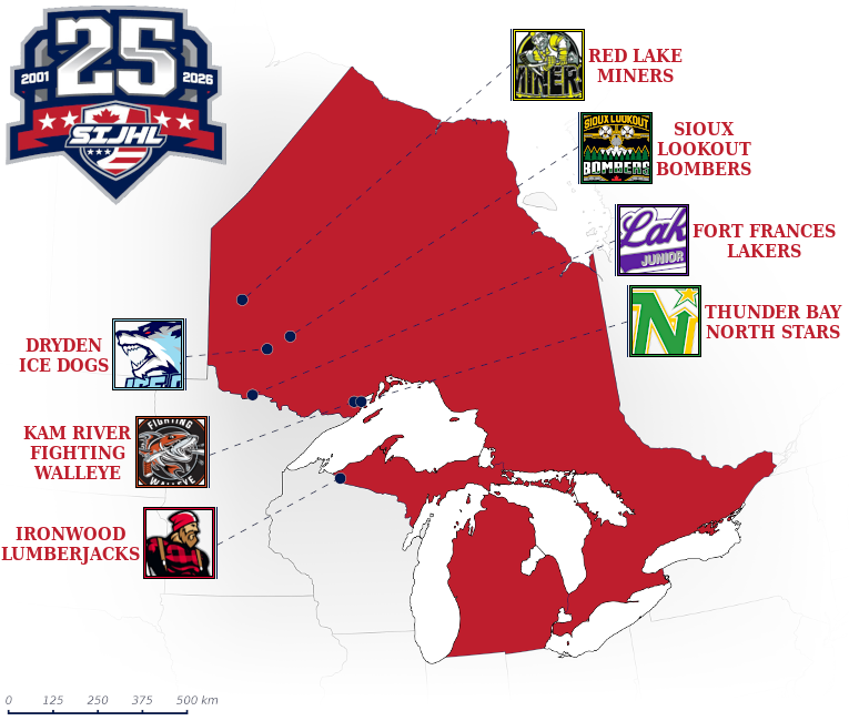 Superior International Junior Hockey League map