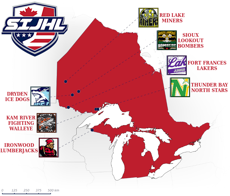 Superior International Junior Hockey League map