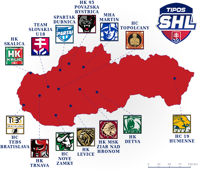 Slovenská hokejová liga map