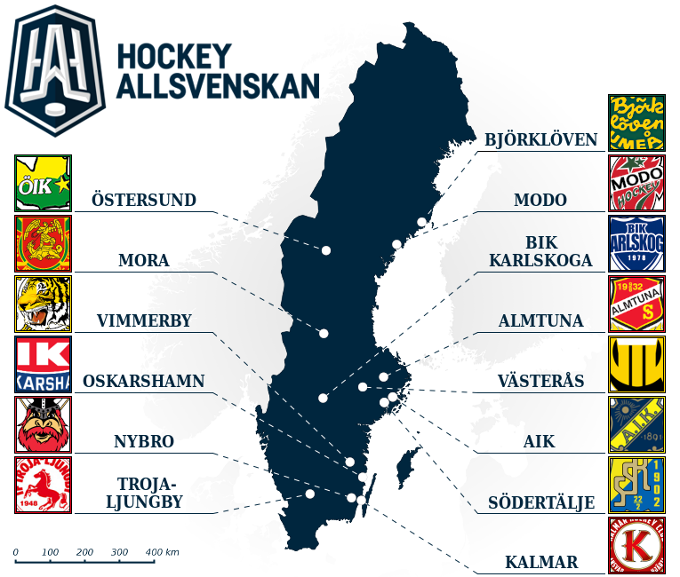 HockeyAllsvenskan map