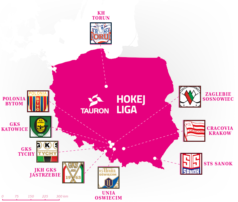 Tauron Polska Hokej Liga map