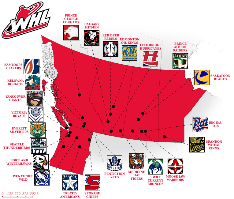 Western Hockey League map